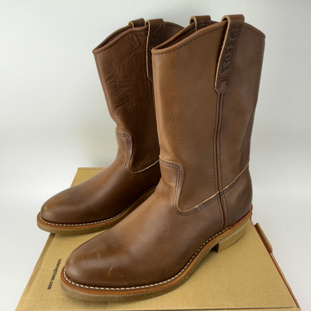 Vintage Red Wing Pecos 1155 Nailseat Leather Pull On Work Boots Mens 8.5 D NIB